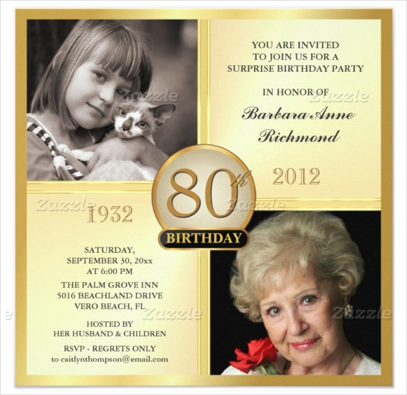 80th Birthday Invitations Templates
 26 80th Birthday Invitation Templates – Free Sample