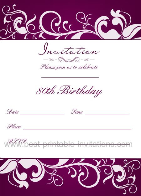 80th Birthday Invitations Templates
 80th Birthday Invitation
