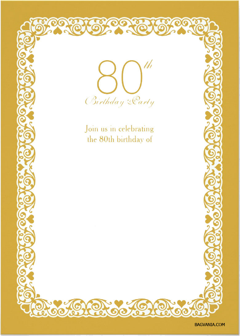 80th Birthday Invitations Templates
 Free Printable 80th Birthday Invitations – FREE Printable