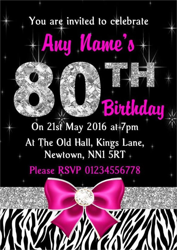 80th Birthday Invitations Templates
 26 80th Birthday Invitation Templates – Free Sample