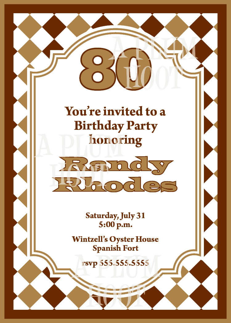 80th Birthday Invitations Templates
 Traditional 80th Birthday Invitation DIY Printable 5x7