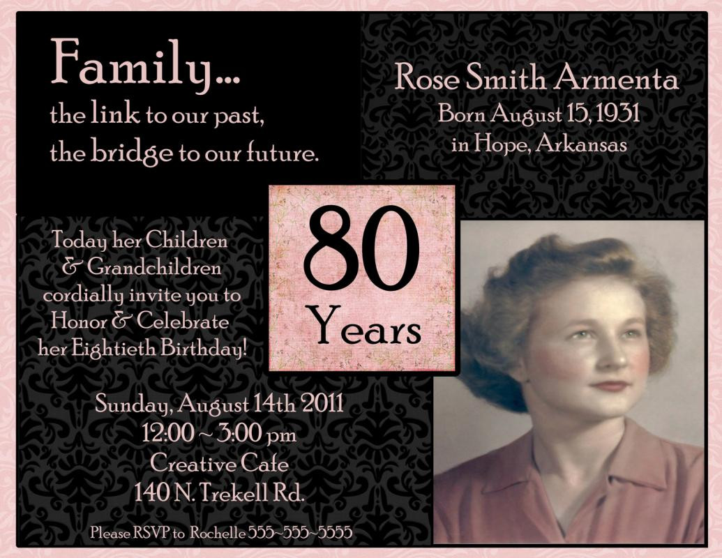80th Birthday Invitations Templates
 80th Birthday Invitations