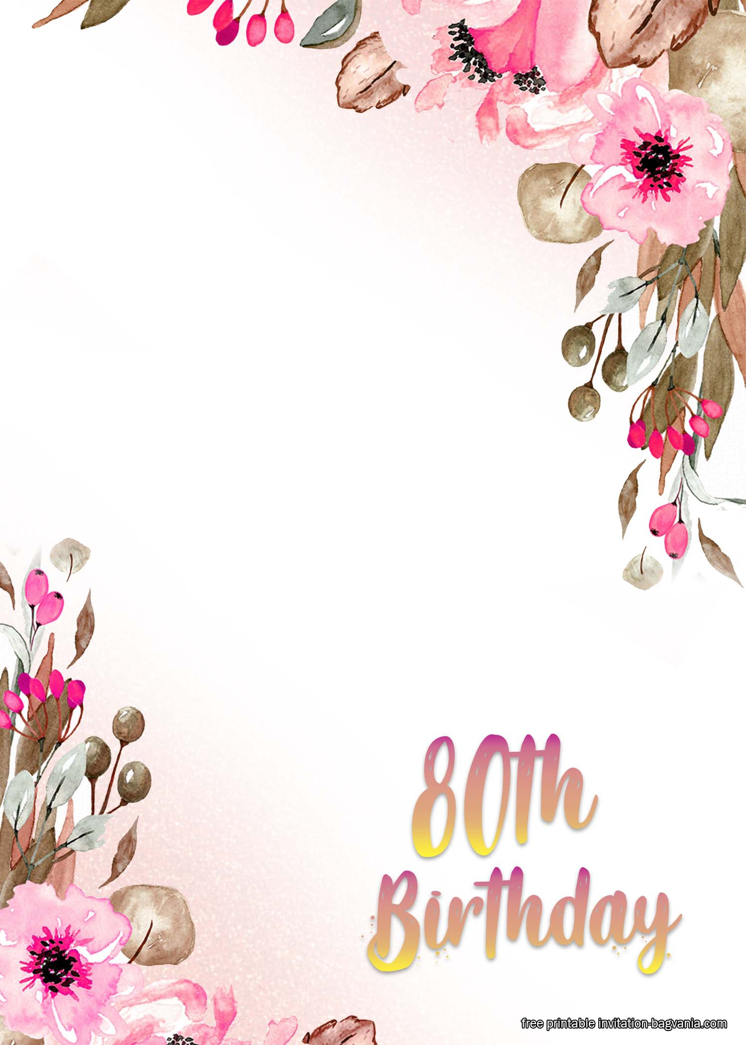 80th Birthday Invitations Templates
 FREE Printable 80th Birthday Invitation Templates – FREE
