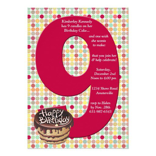 9 Year Old Birthday Party
 9 Year Old Girl Birthday Party Invitations