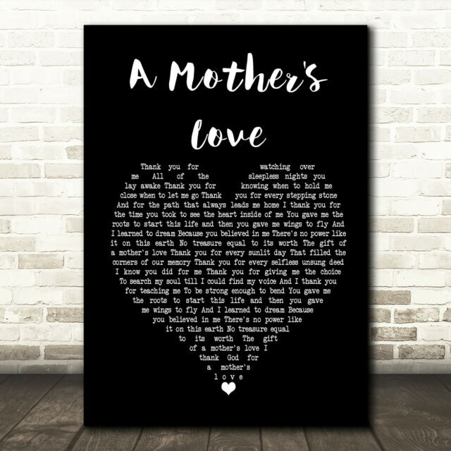 A Mother'S Love Quotes
 A Mother s Love Black Heart Song Lyric Quote Print