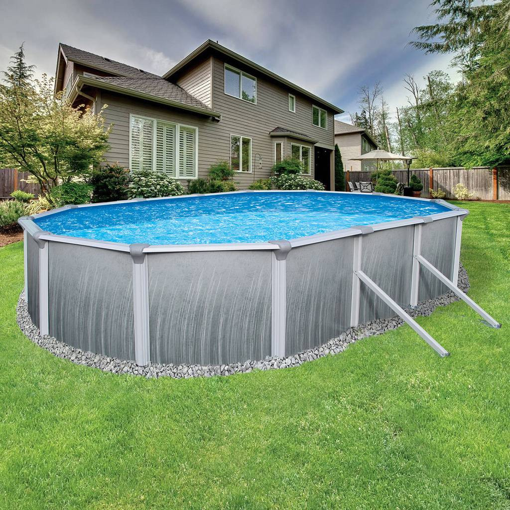 Above Ground Pool Rails
 Martinique Oval Steel Wall Ground Pool w 7 in Top