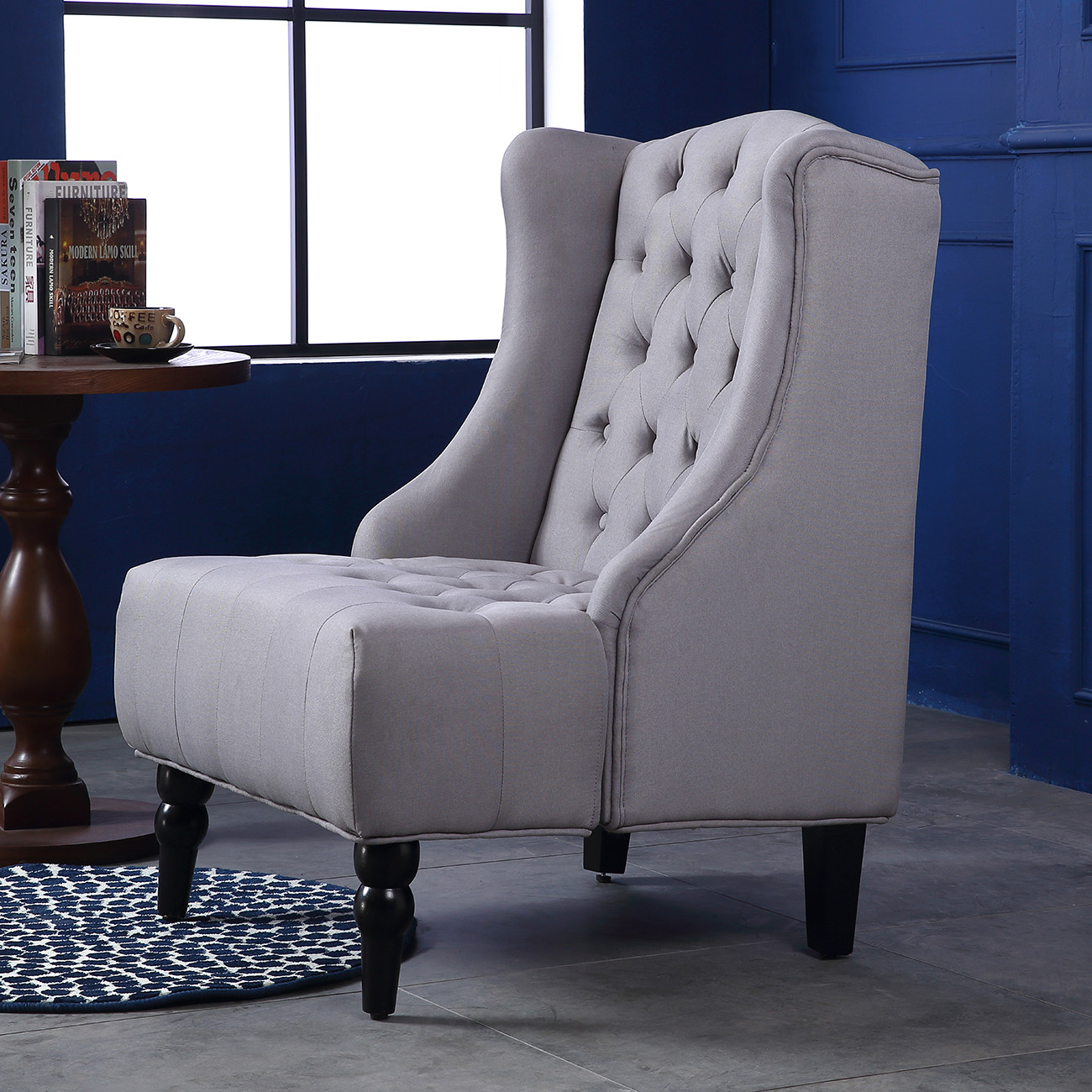 Accent Living Room Chairs
 Wingback Accent Chair Tall High back Living Room Tufted