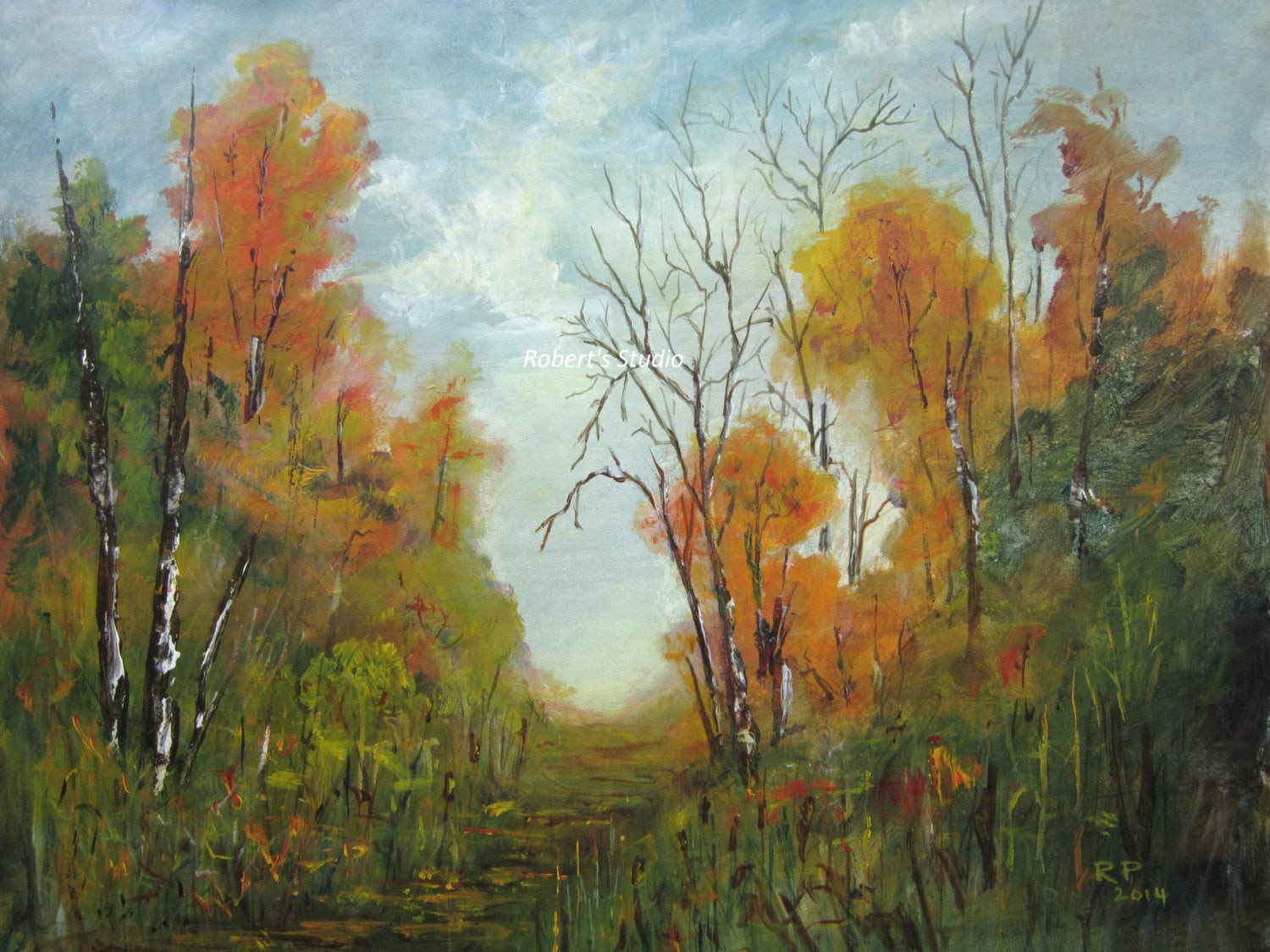 Acrylic Landscape Painting
 Original Landscape Painting acrylic painting 11x14 autumn
