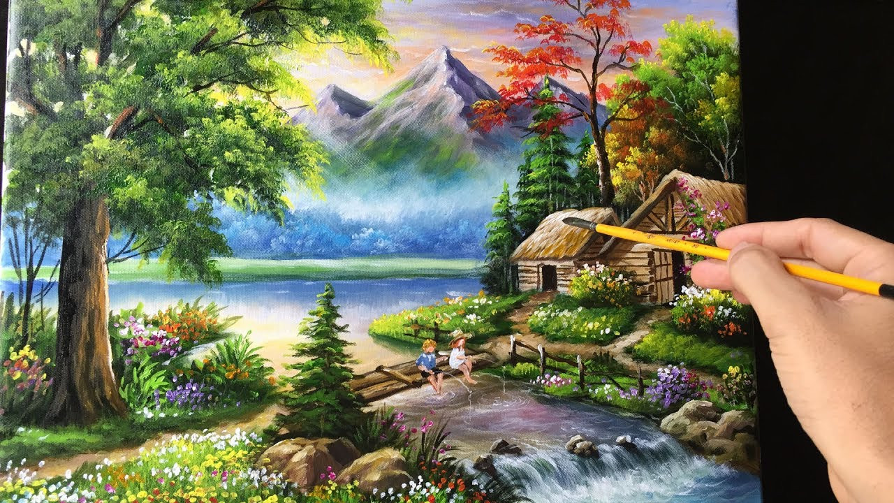 Acrylic Landscape Painting
 Painting a Beautiful Mountain Landscape with Acrylics