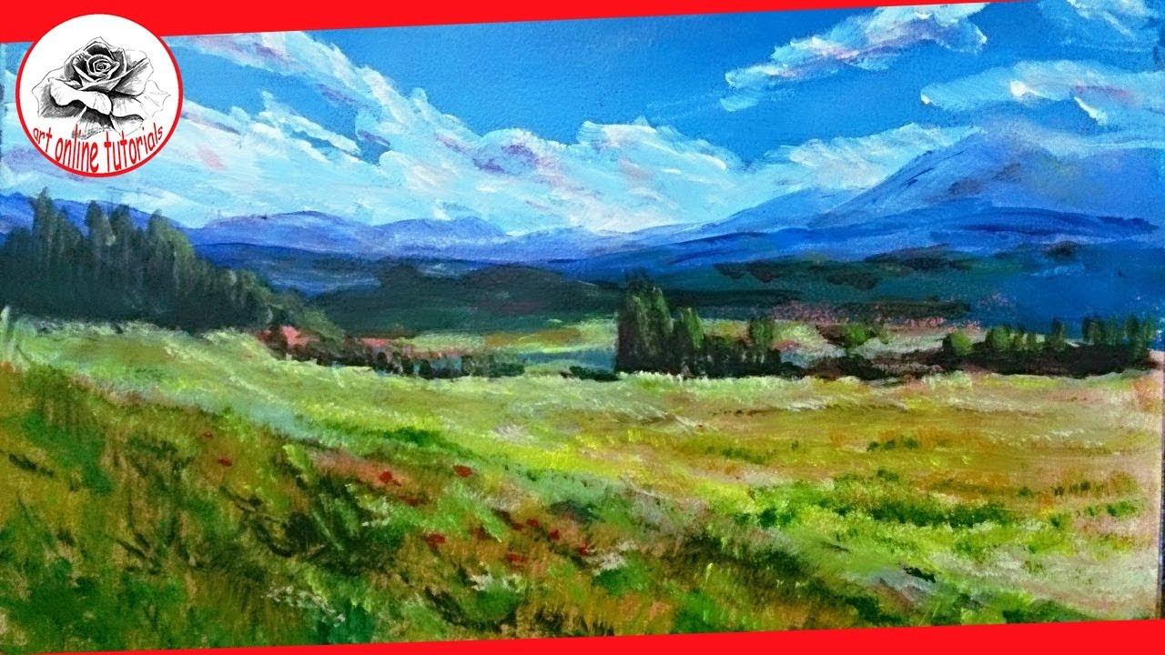 Acrylic Landscape Painting
 How to Paint a Landscape with acrylics step by step