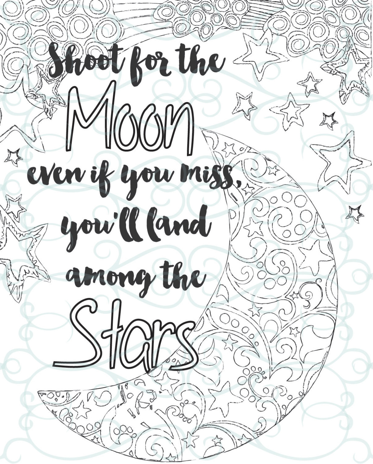 Adult Coloring Pages Quotes
 Adult Inspirational Coloring Page printable 04 Shoot for the