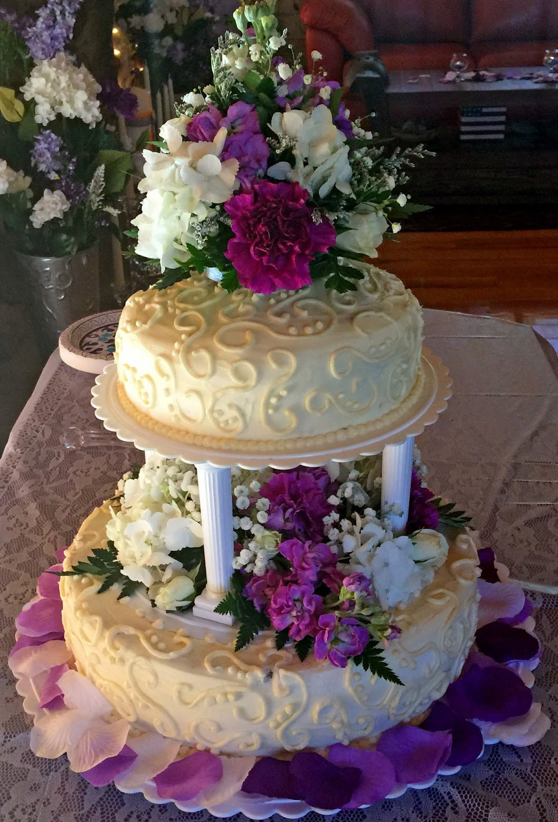 Affordable Wedding Cakes
 Affordable Cakes by Tiffany Purple Flower Wedding Cake