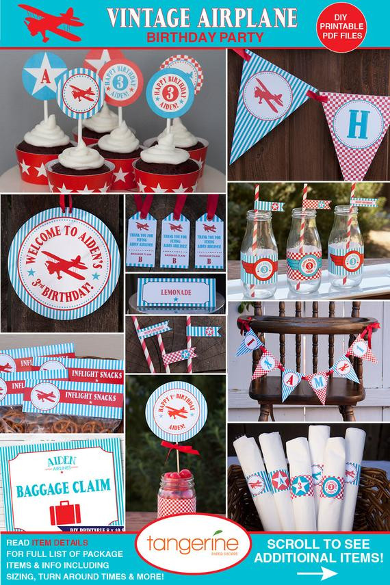 Airplane Birthday Decorations
 Airplane Birthday Party Decorations by TangerinePaperShoppe