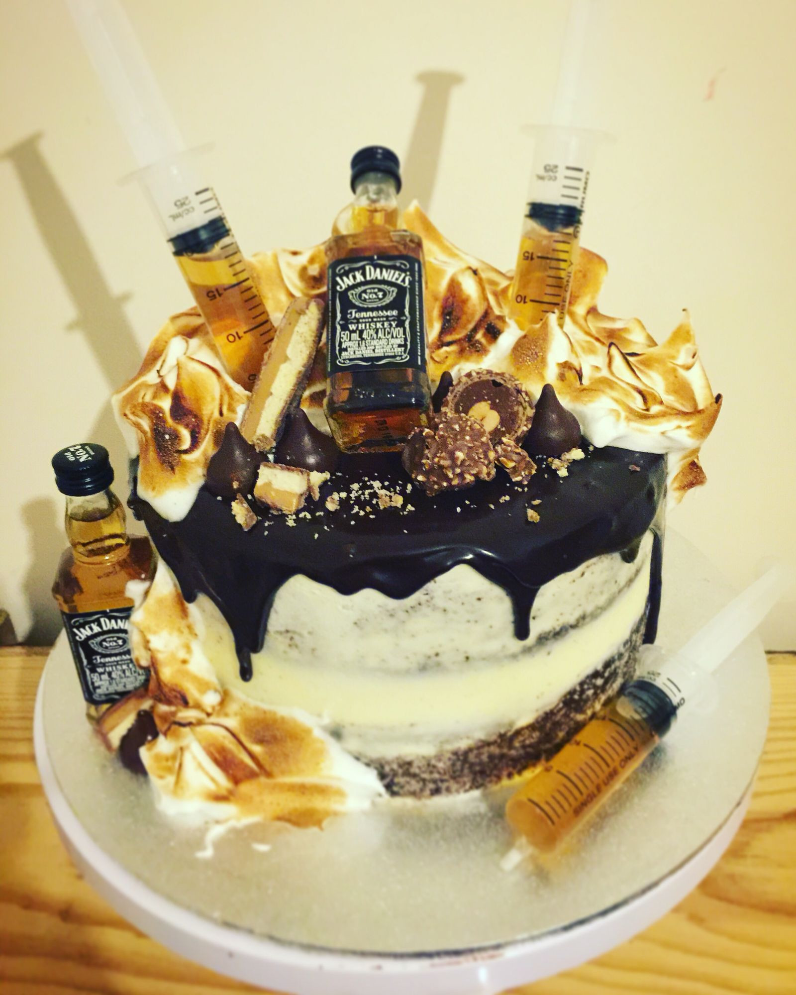 Alcohol Birthday Cake
 Image result for black and white tall drip cake