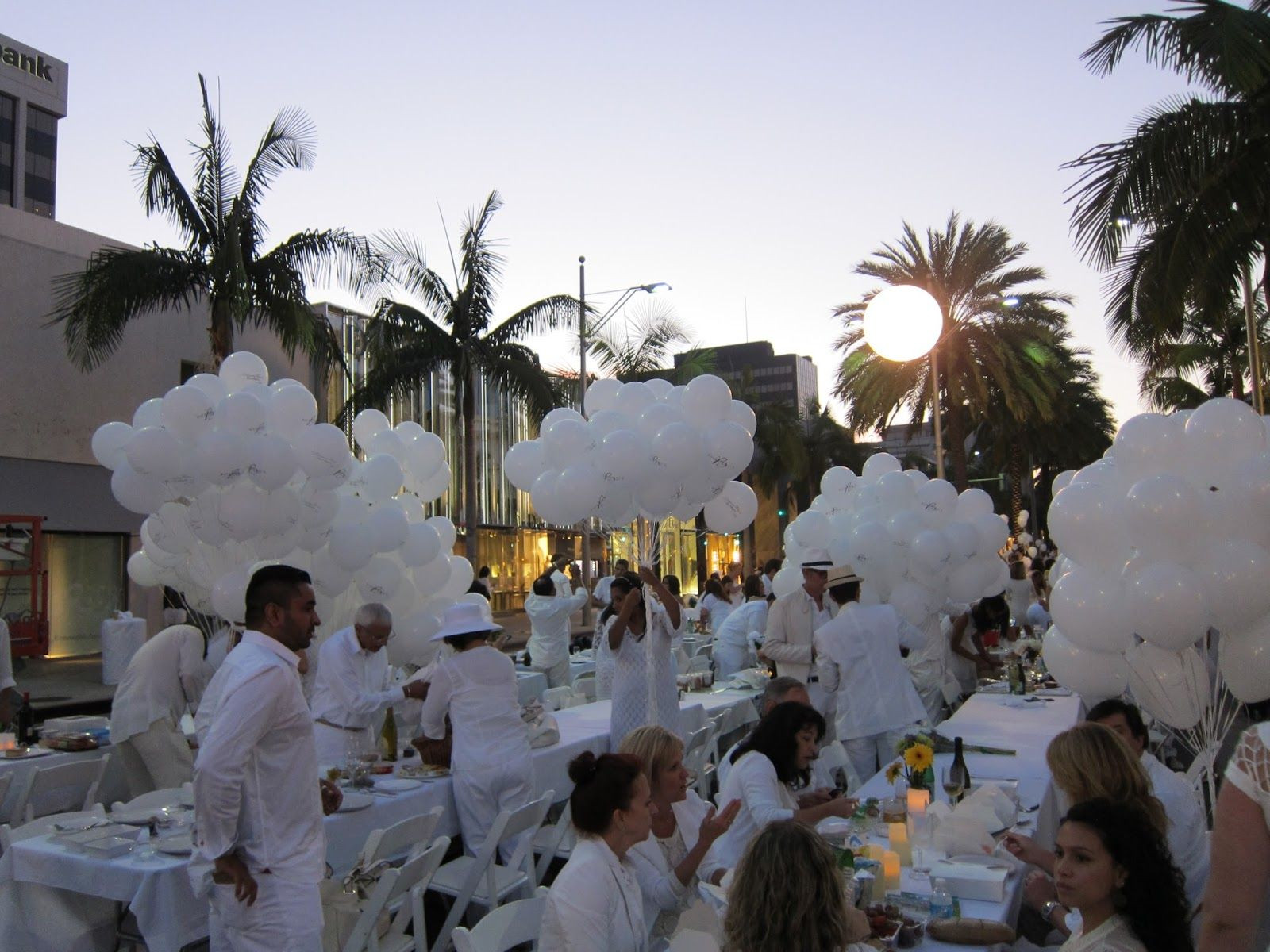 All White Backyard Party Ideas
 Diner en Blanc all white party Los Angeles palm trees