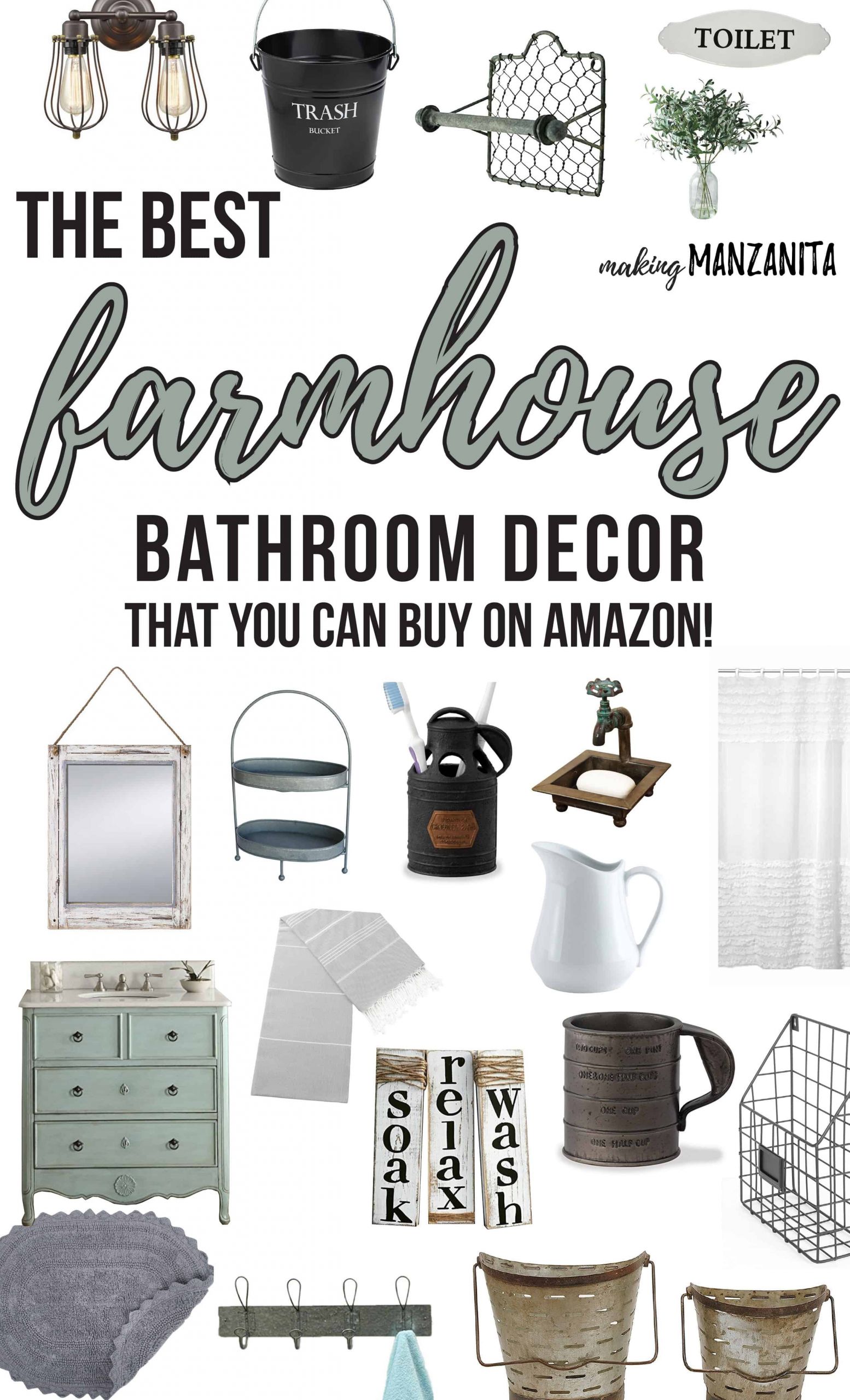 Amazon Bathroom Decor
 Best Farmhouse Bathroom Decor From Amazon Making Manzanita