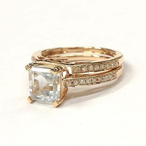 Amazon Diamond Rings
 Amazon Asscher Aquamarine Engagement Ring Bridal Set
