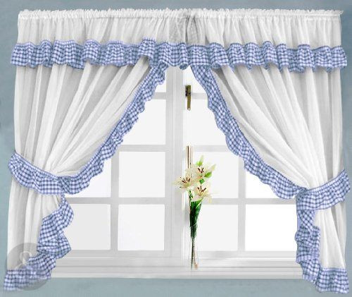 Amazon Kitchen Curtains
 GINGHAM CHECK KITCHEN CURTAINS Ready Made Slot Top White