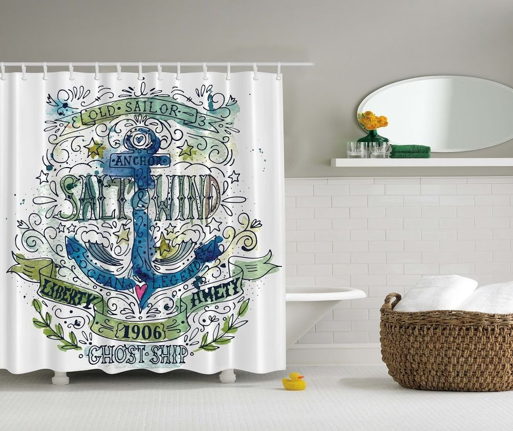 Anchor Decor For Bathroom
 Anchor Beach Graphic Shower Curtain Chain Ship Old Sailor