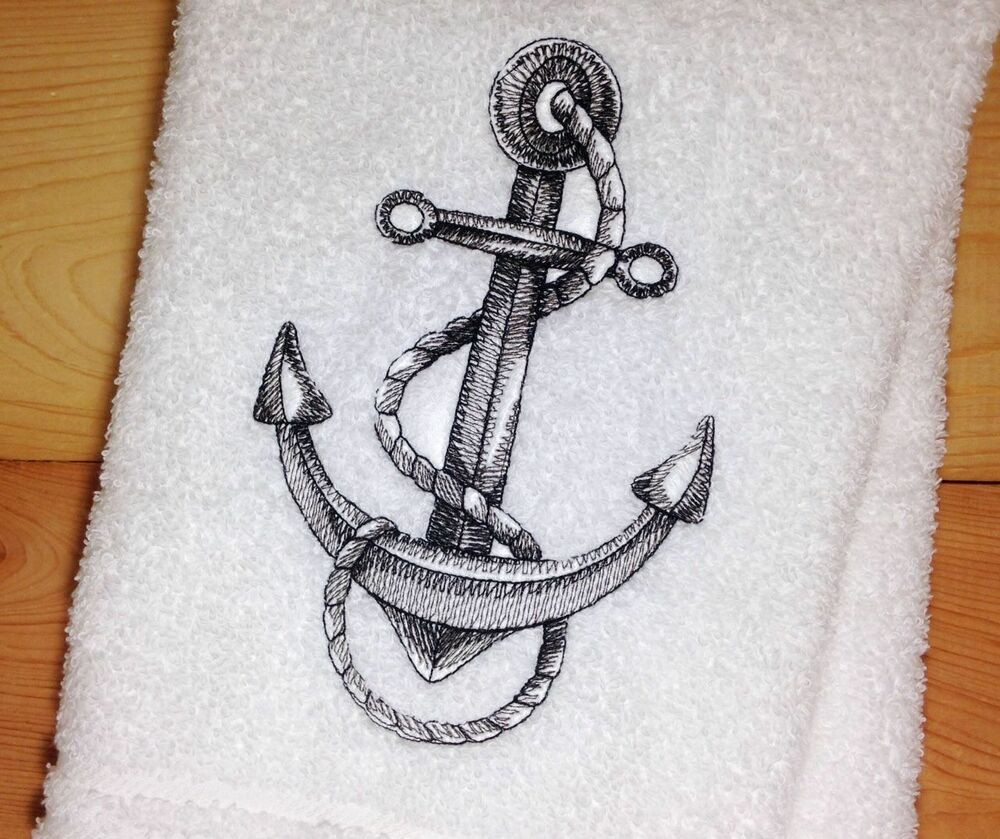 Anchor Decor For Bathroom
 Anchor Towel Embroidered Nautical Towels Ocean Bathroom
