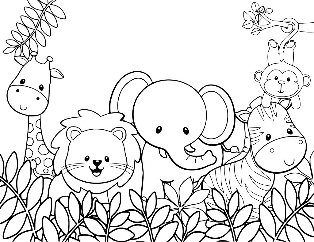 Animal Coloring Pages For Kids
 Cute Jungle Animals Coloring Page
