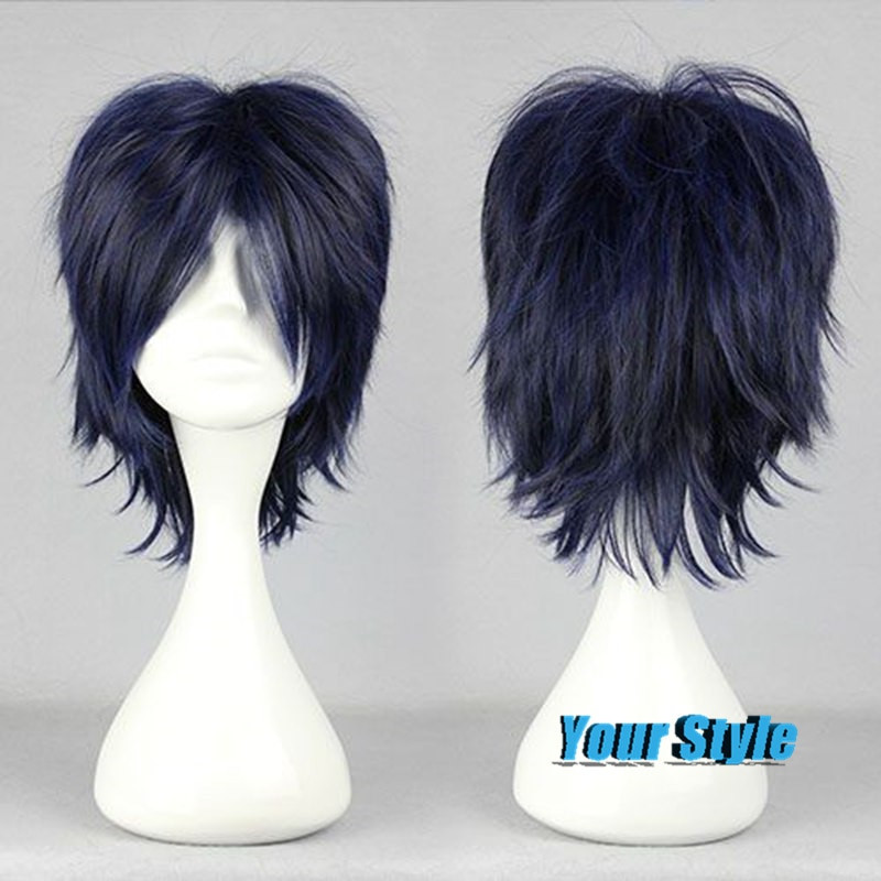 Anime Male Short Hairstyles
 Top Quality Male 32cm Anime Men Short Layered Dark Blue