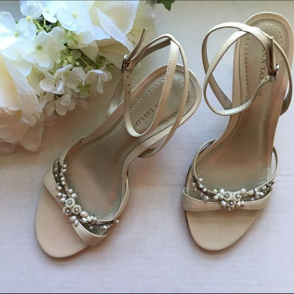 Ann Taylor Wedding Shoes
 Ann Taylor Strappy Beaded Heel ivory