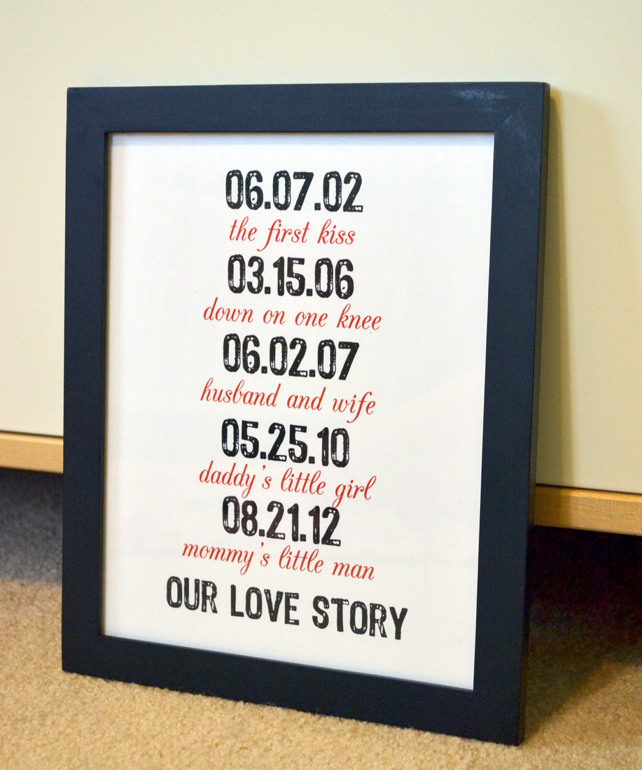 Anniversary Gift Ideas For Husband
 Anniversary 11x14 t important dates our love story
