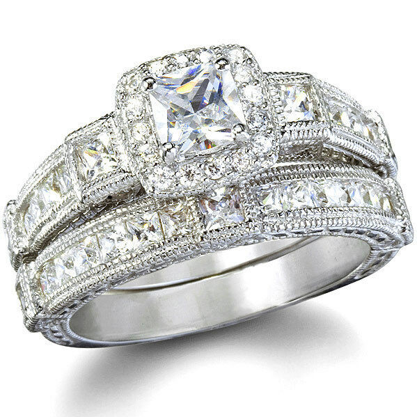 Antique Wedding Ring Sets
 Antique Style Imitation Diamond Wedding Ring Set