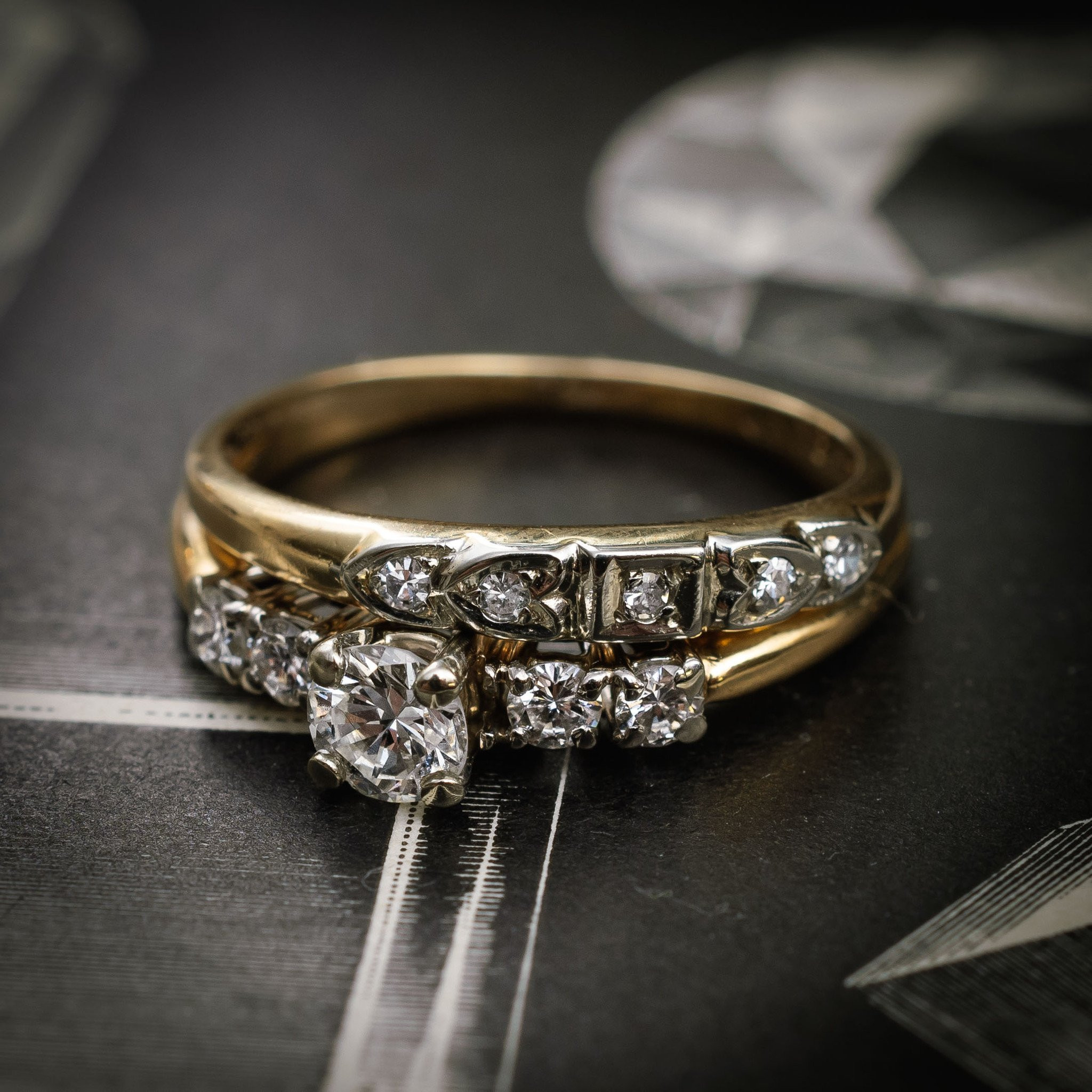 Antique Wedding Ring Sets
 Vintage Diamond Engagement Ring Set – Fetheray
