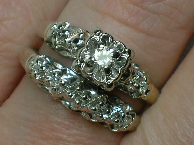 Antique Wedding Ring Sets
 Vintage Wedding Ring Set Ornate 1940s White Gold Illusion