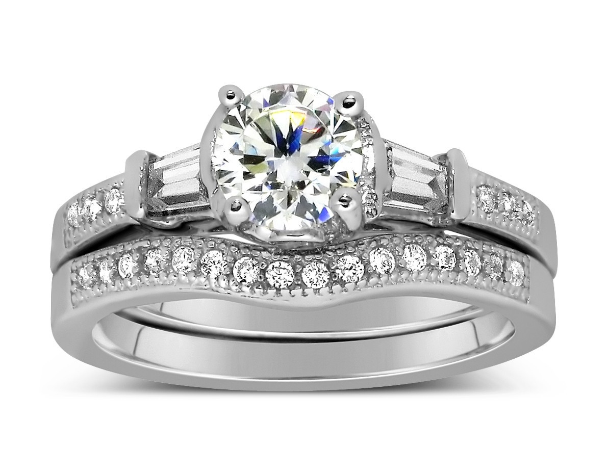 Antique Wedding Ring Sets
 Antique 1 Carat Round Diamond Wedding Ring Set for Her in