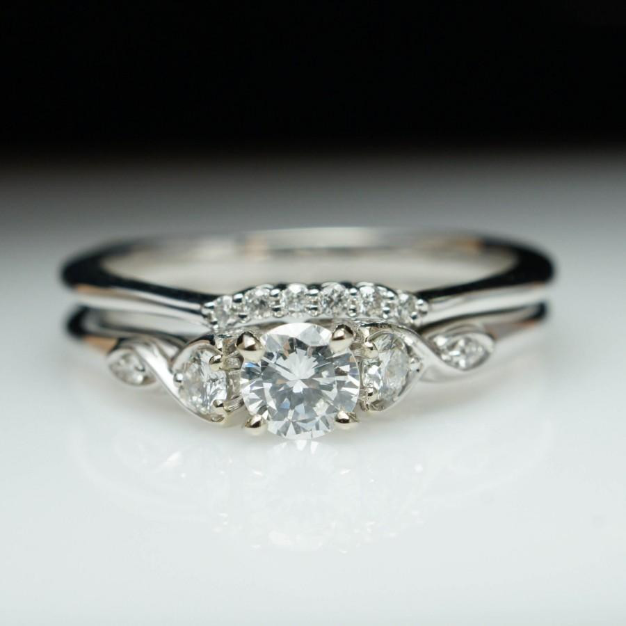 Antique Wedding Ring Sets
 Beautiful Diamond Engagement Ring & Wedding Band Set 14k