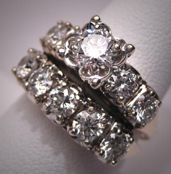 Antique Wedding Ring Sets
 Items similar to Antique Wedding Ring Set Vintage Diamond