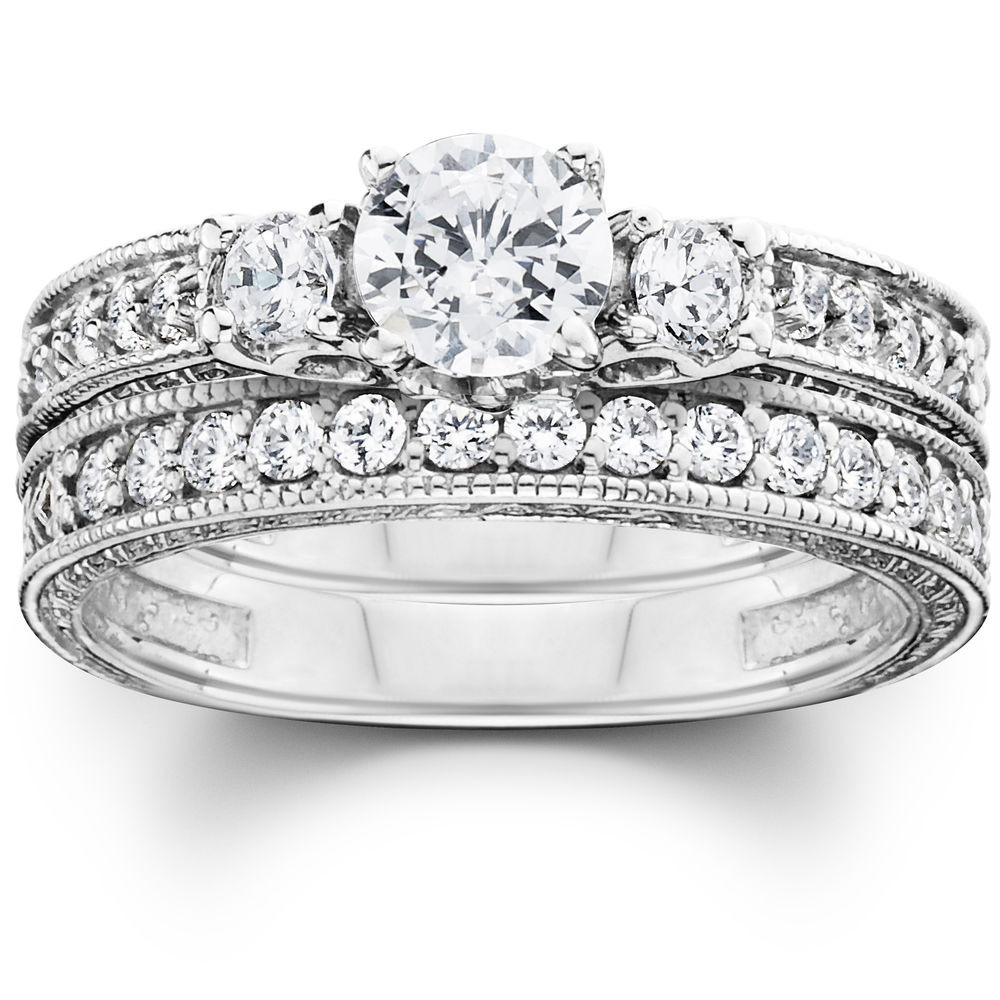Antique Wedding Ring Sets
 1 1 4ct Vintage Diamond Engagement Wedding Ring Set 14K