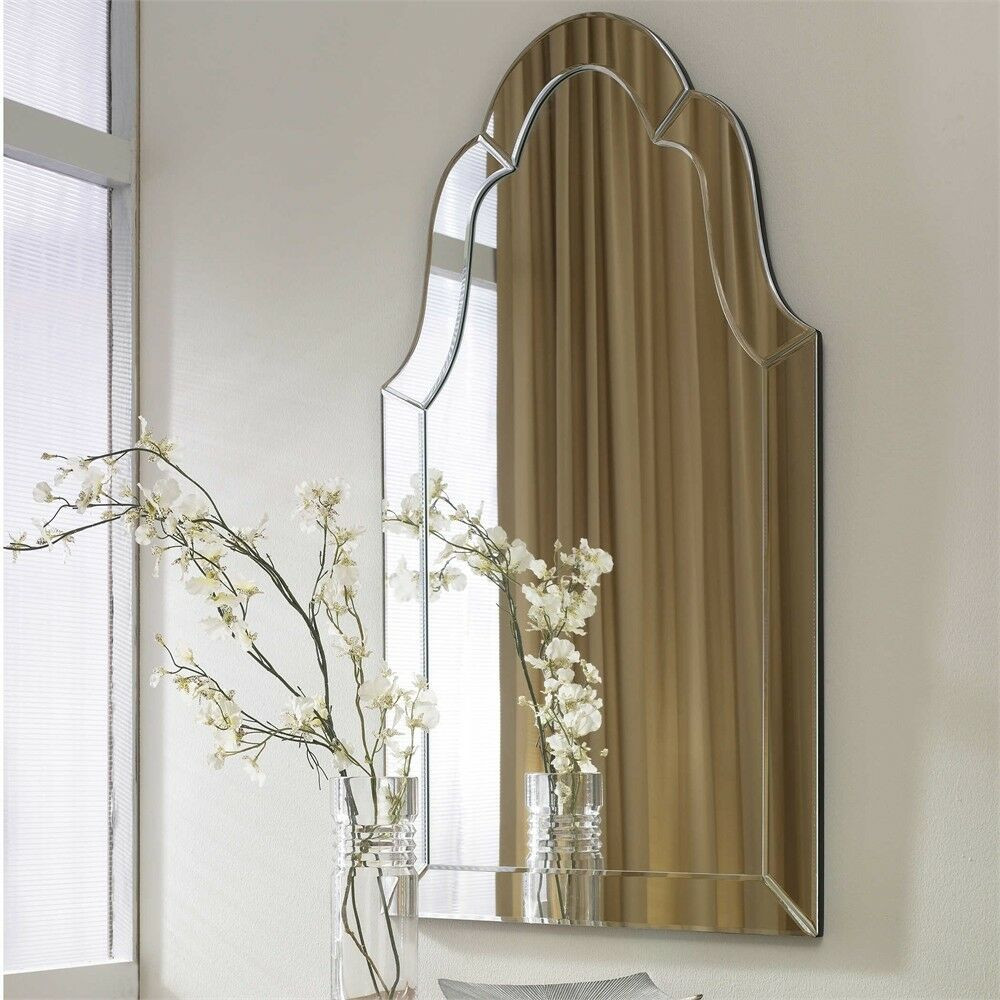 Arched Bathroom Mirror
 Frameless Silhouette Wall Mirror Beveled Arched Venetian