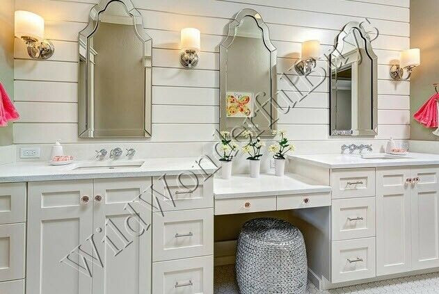 Arched Bathroom Mirror
 Set 2 Frameless Arched Wall Mirror 44" Venetian Vanity