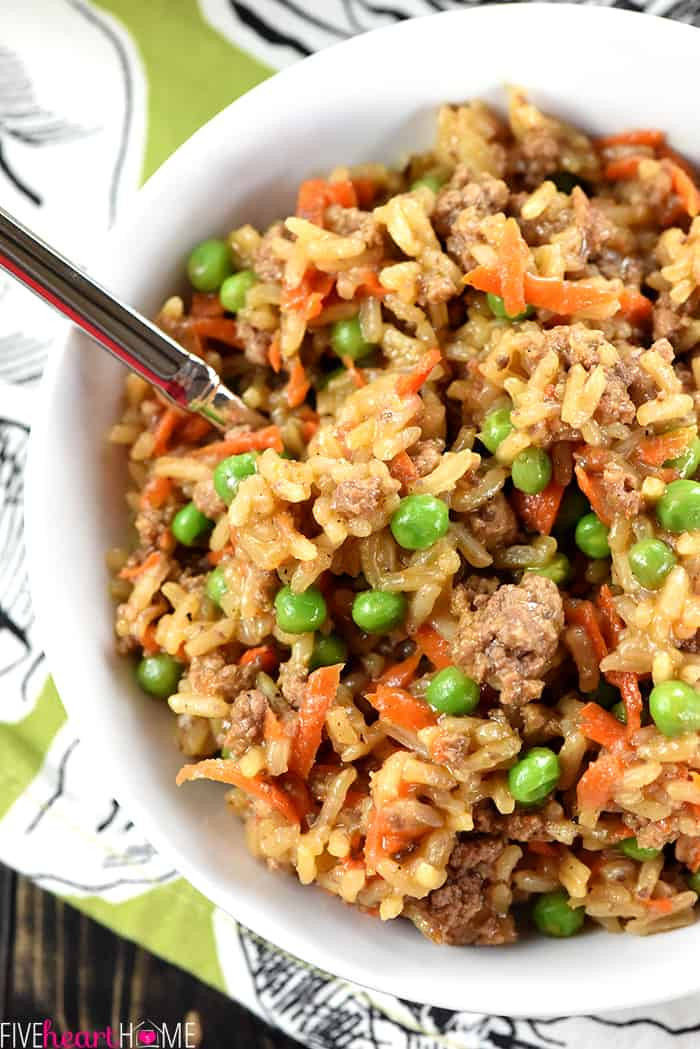 Asian Dinner Recipe
 e Pan Asian Beef & Rice Skillet • FIVEheartHOME