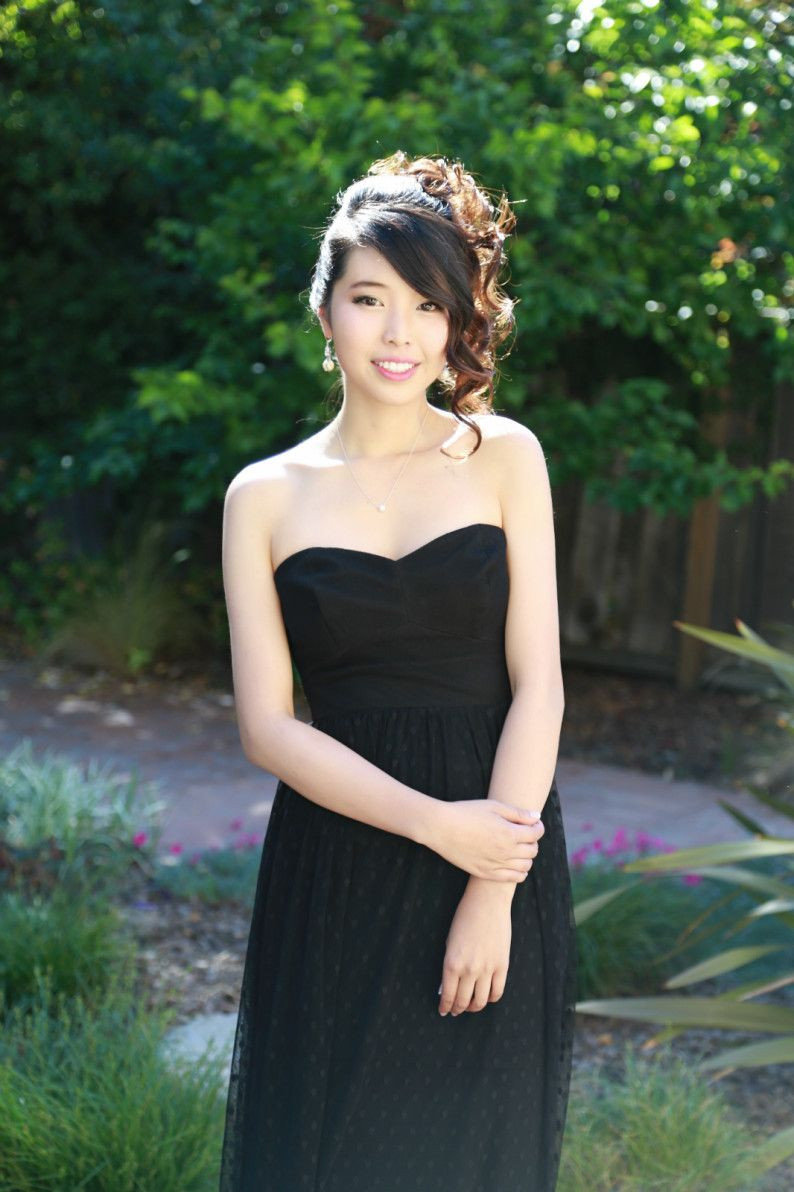 Asian Prom Hairstyles
 ally gong asian hairstyle senior prom black gown