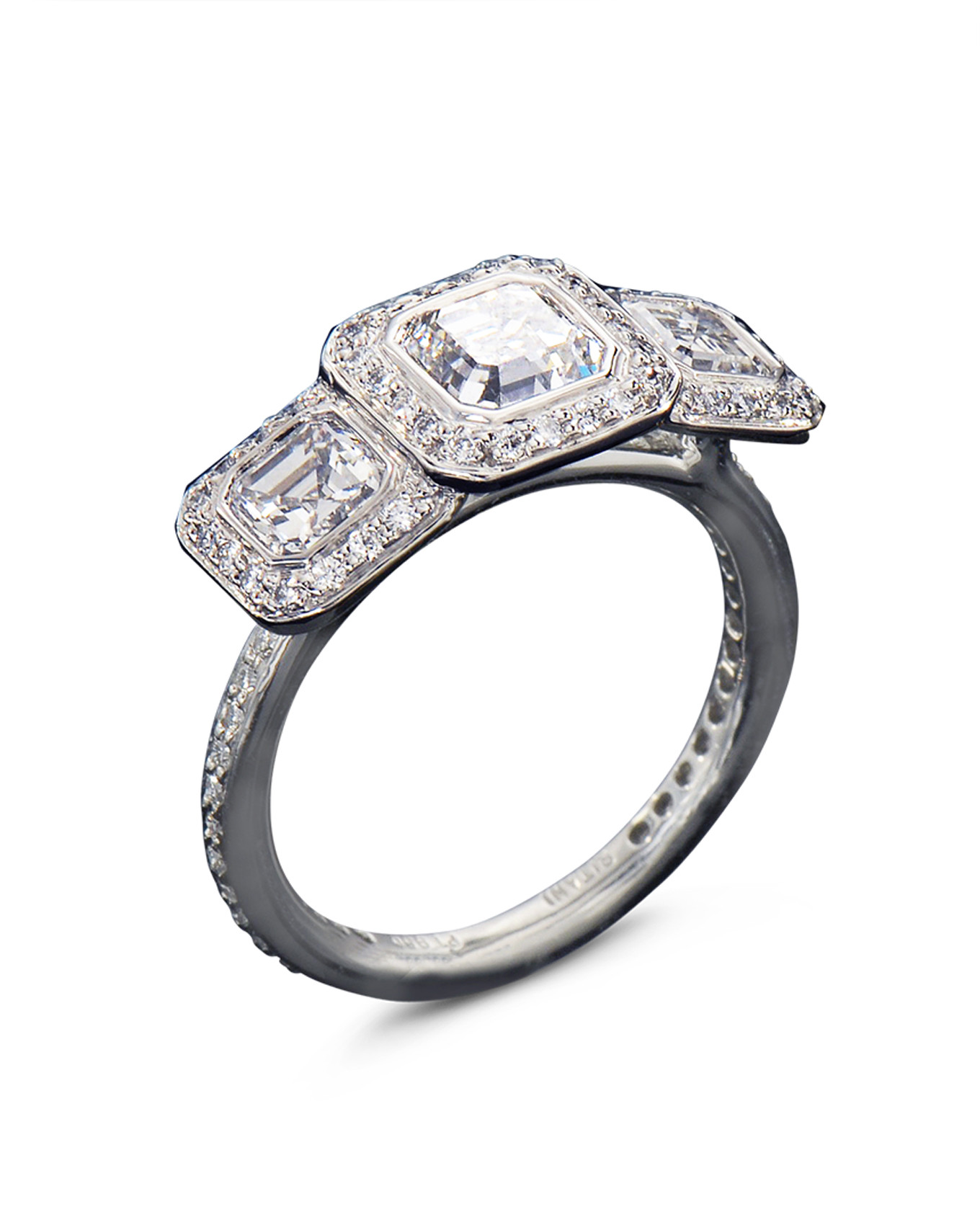 Asscher Cut Diamond Engagement Rings
 Three Stone Asscher Cut Diamond Engagement Ring Turgeon
