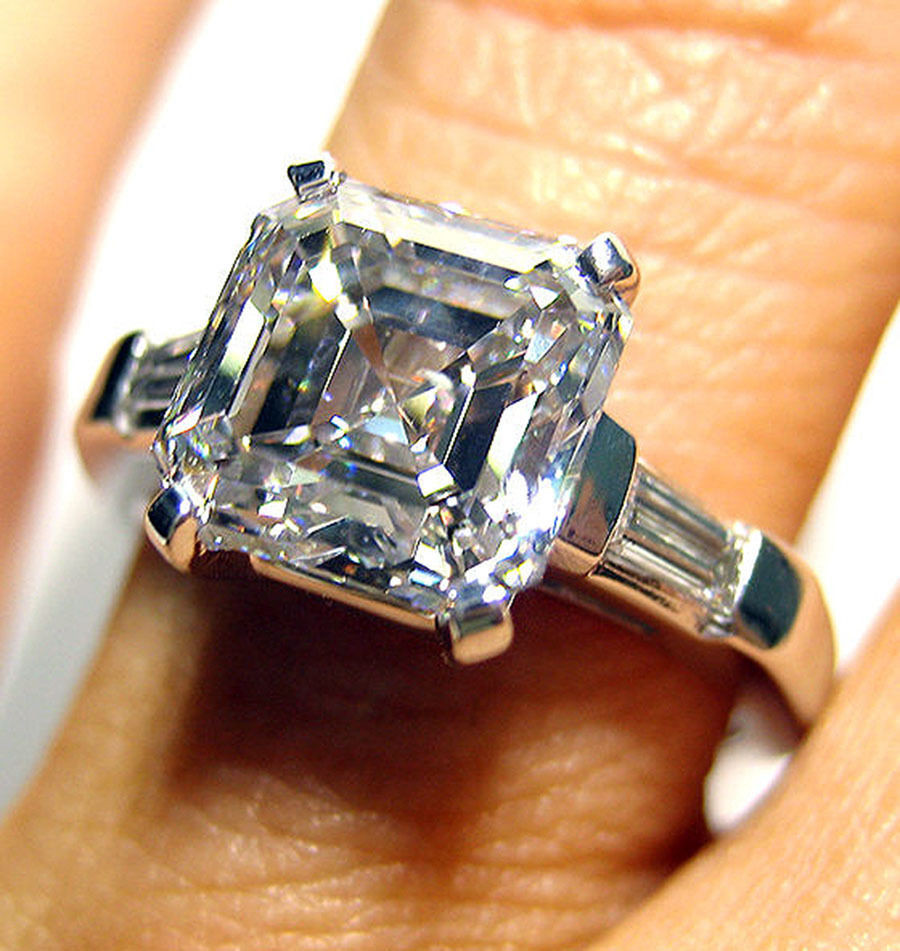 Asscher Cut Diamond Engagement Rings
 8 00 Carat GIA F VVS1 Asscher Cut 3 Stone Diamond