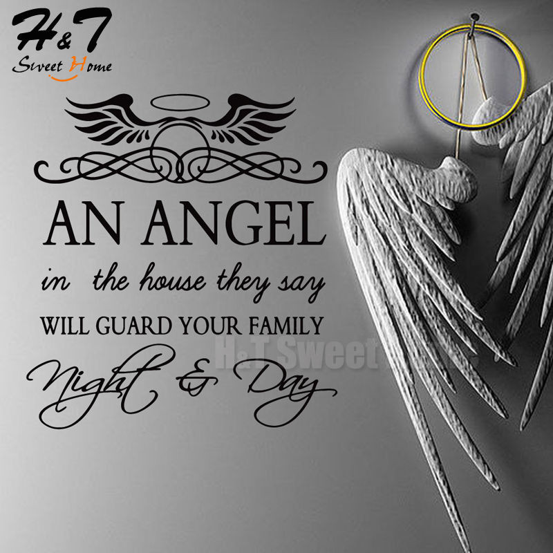 Baby Angel Quote
 Angel Wings Guard Quotes Words Letter Vinyl Wall Sticker