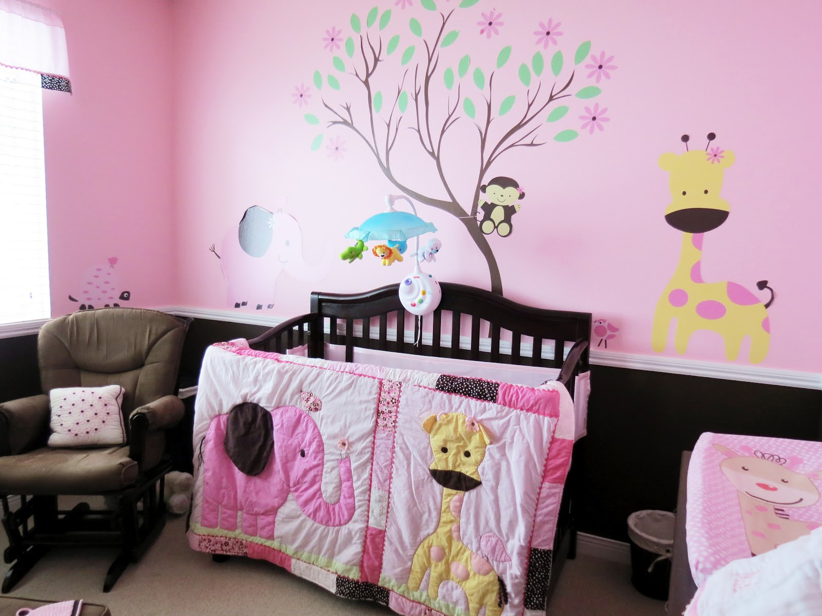 Baby Animal Nursery Decor
 Creative Tradition Pink & Chocolate Baby Girl Jungle