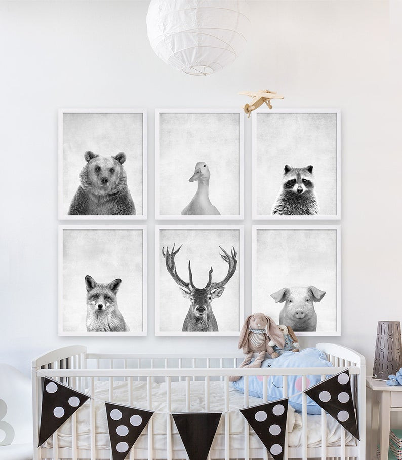 Baby Animal Nursery Decor
 Six Animal Prints Boys Nursery Room Ideas Woodland Animals