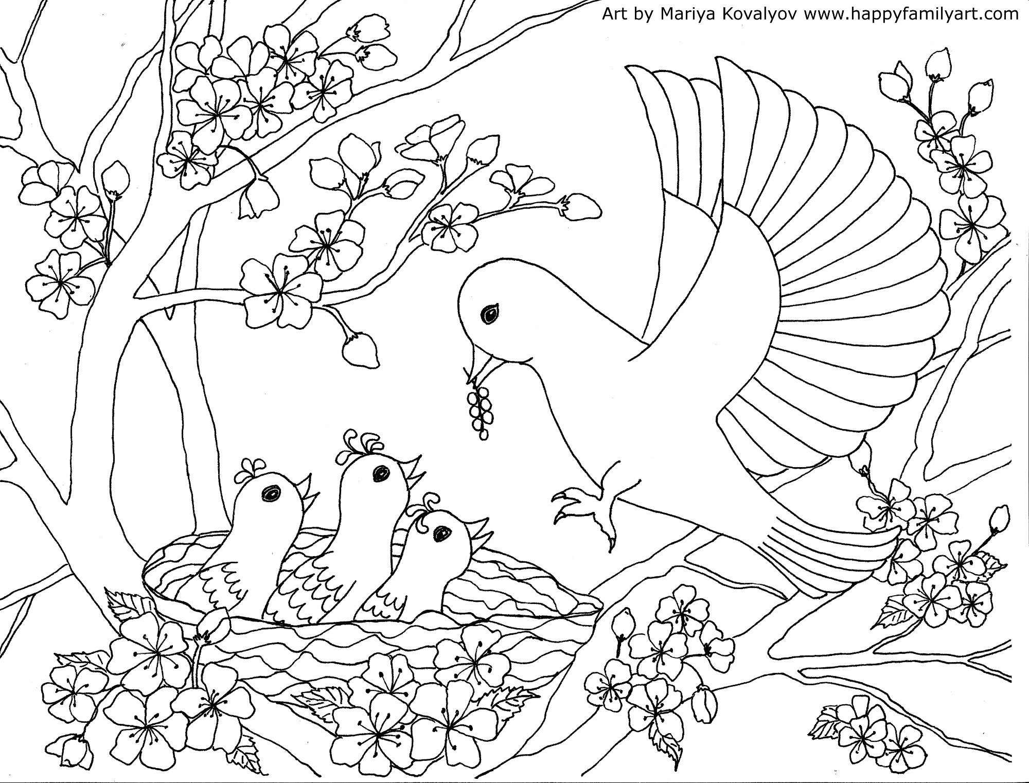 Baby Bird Coloring Page
 Happy Family Art original and fun coloring pages