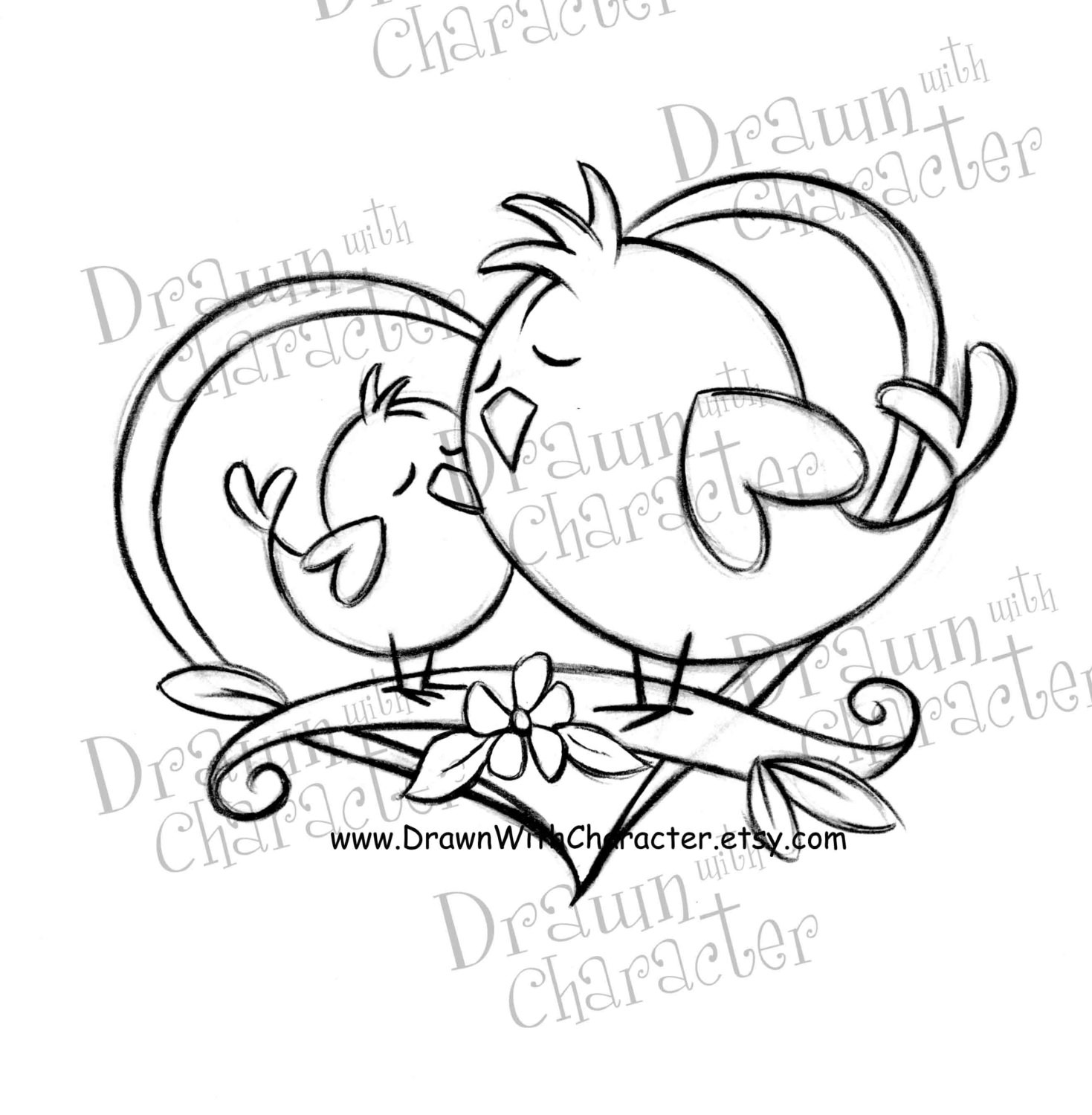 Baby Bird Coloring Page
 Mommy and Baby Bird Mother s Day Digital Stamp KopyKake