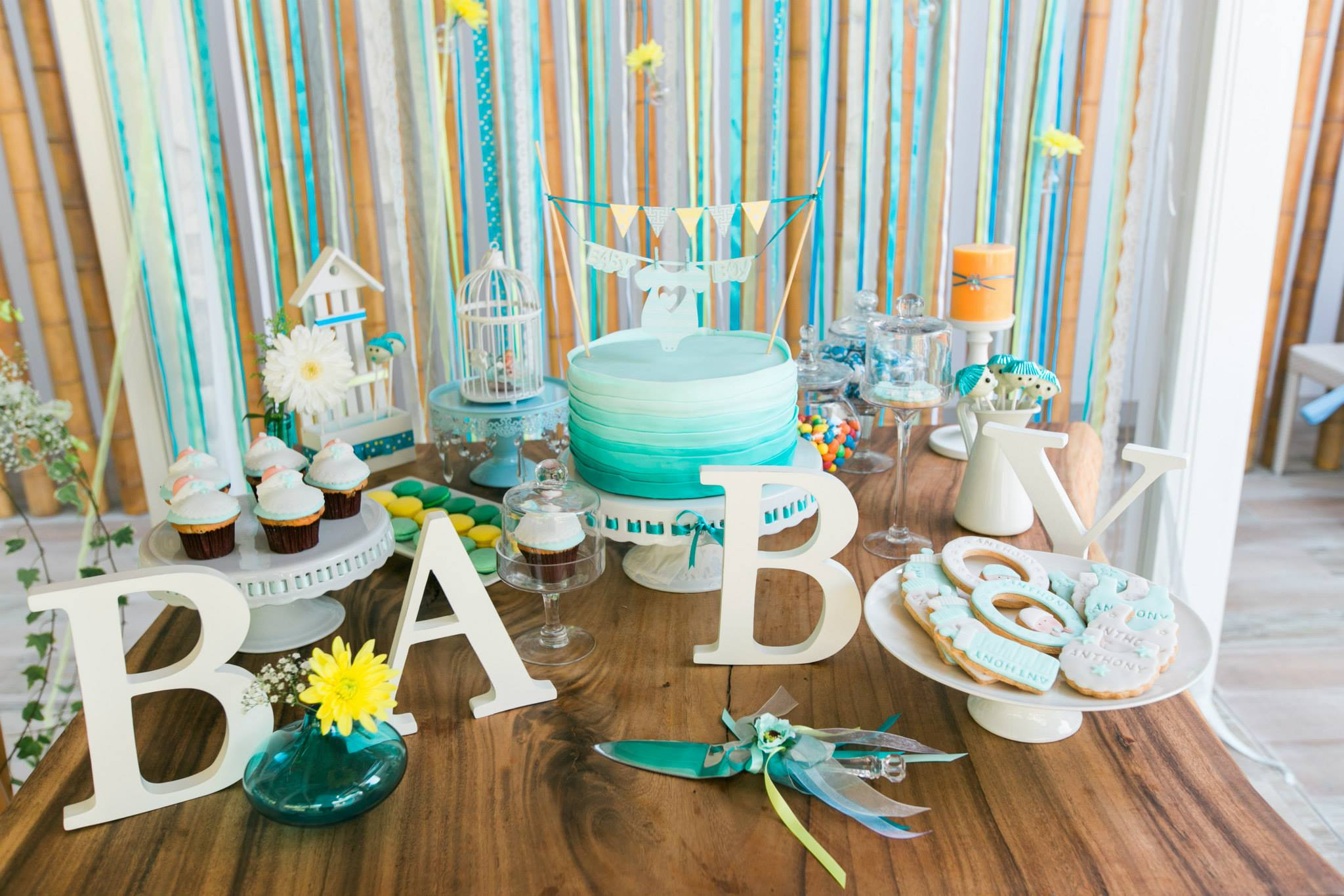 Baby Boy Baby Shower Decor
 turquoise gorgeous baby boy shower main table decorations