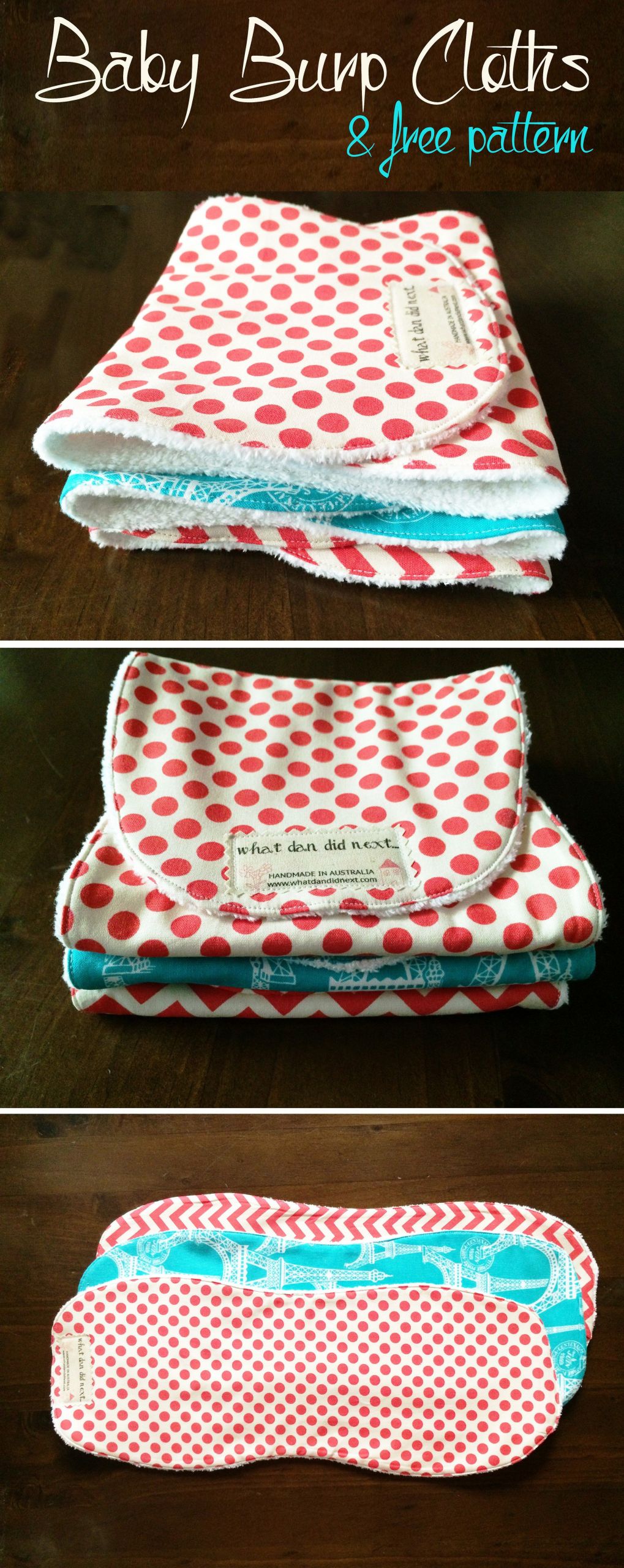 Baby Burp Cloth DIY
 DIY Baby Burp Cloths with Free Pattern