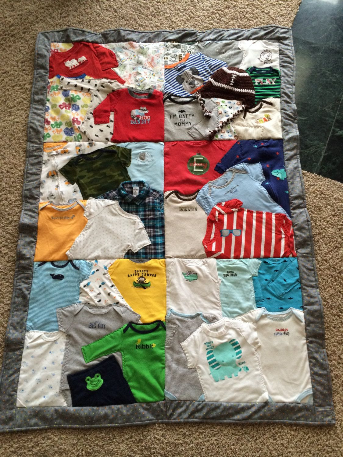 Baby Clothes Quilt DIY
 First Year Baby Clothes keepsake quilt by