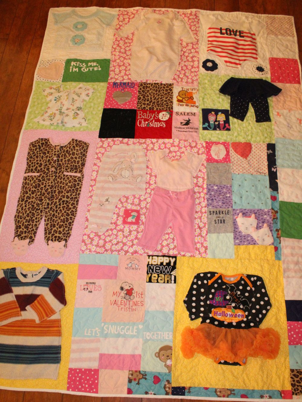Baby Clothes Quilt DIY
 First year quilt baby memory quilt baby clothes quilt